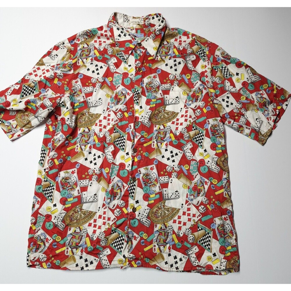 Vtg 90s Reyn Spooner Hawaiian Egyptian Cotton Casino Gambling Las Vegas Poker